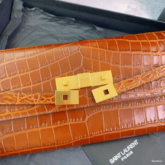 Rep ladies REP IN YSL MANHATTAN CROCODILE-EMBOSSED CLUTCH LEATHER 0515